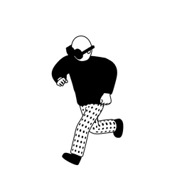 Illustration of a person with glasses running.