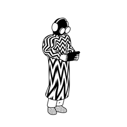 Illustration of a person with glasses and headphones looking down at their tablet.