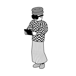 Illustration of a person with glasses looking down at their tablet.